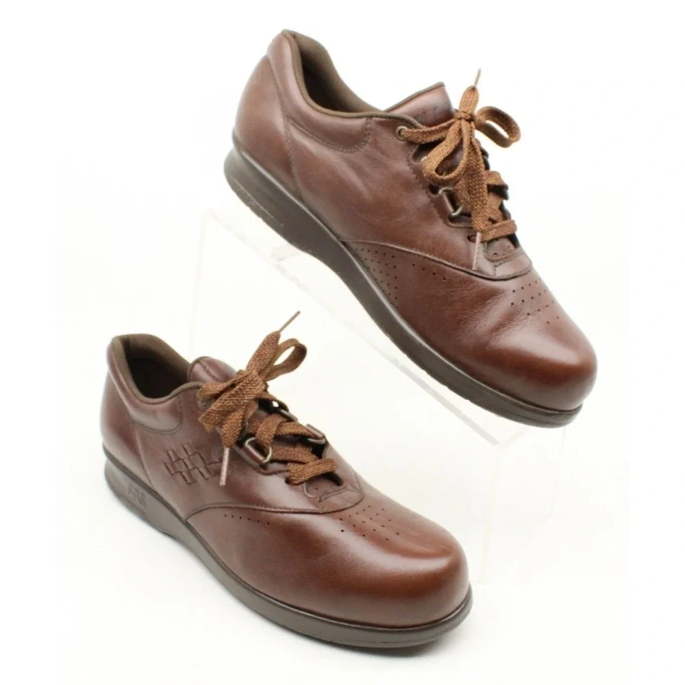 SAS Free Time Walking Shoes Sneakers Womens Size‎ 7.5 N Brown Leather NO INSOLES